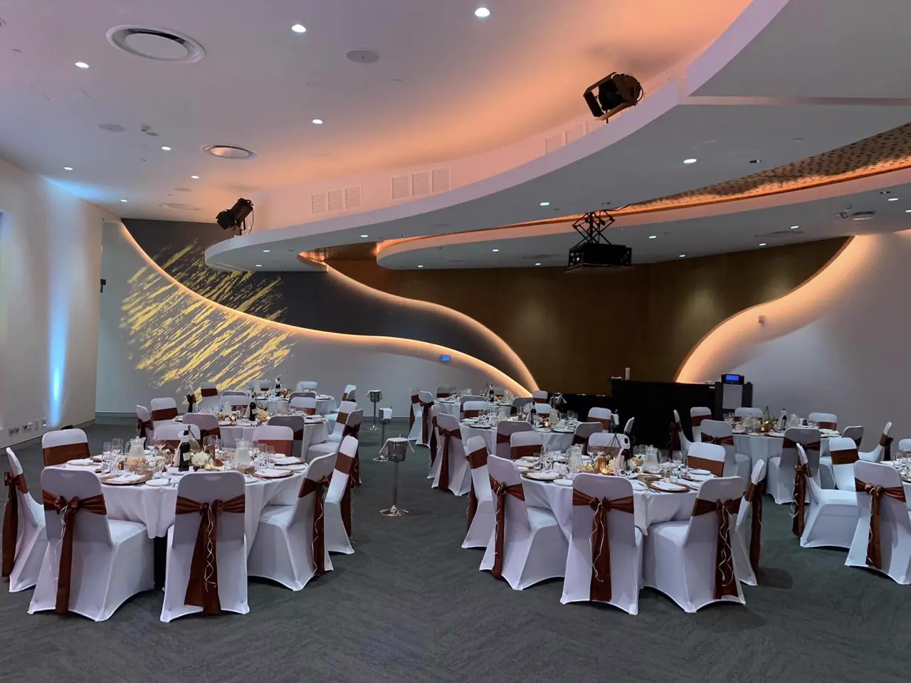 Ballroom set for a corporate function