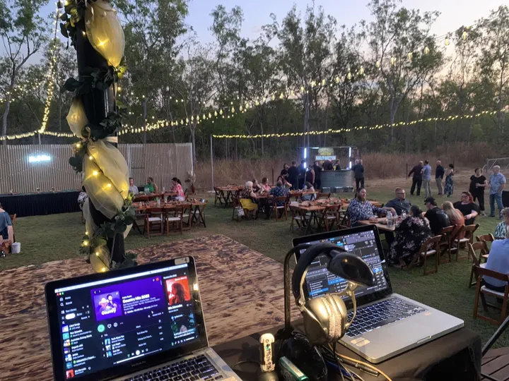 Party with fairy lights and balloons